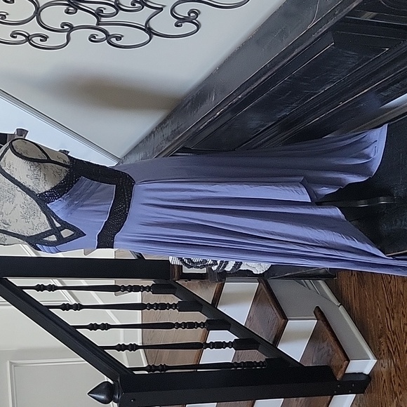 Gorgeous Free People Periwinkle & Black Crochet Maxi Dress S  Strappy Back - Picture 3 of 11